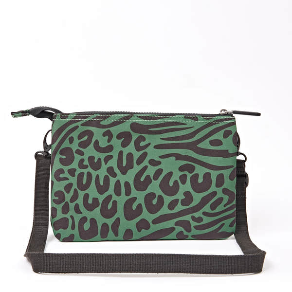 Roka Carnaby XL Mixed Animal Artichoke Recycled Canvas Crossbody Bag, back view.