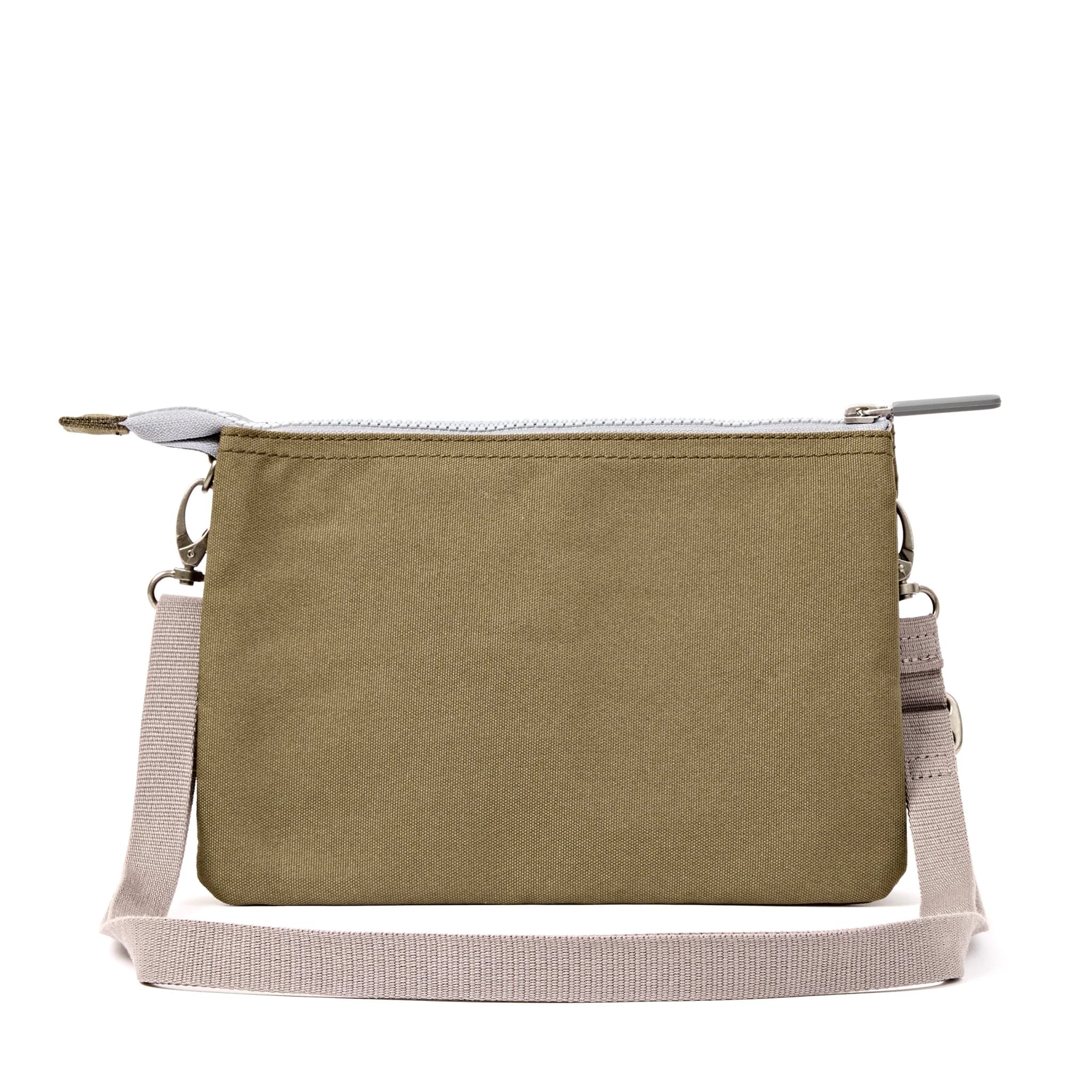 Roka Carnaby XL Sea Spray Recycled Canvas Crossbody Bag, back view.
