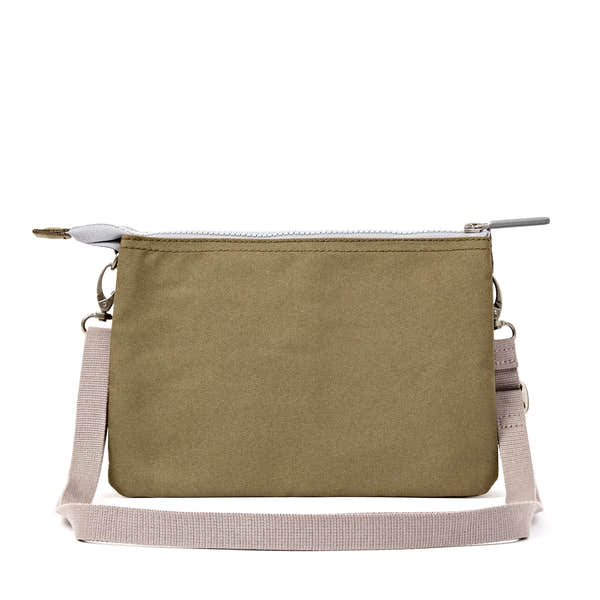 Roka Carnaby XL Sea Spray Recycled Canvas Crossbody Bag, back view.