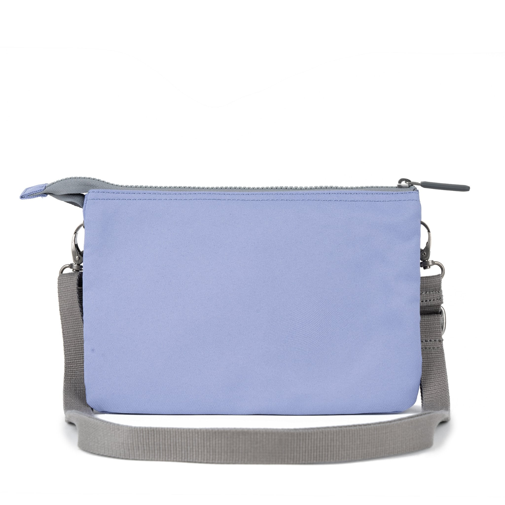 Roka Carnaby XL Thistle Recycled Canvas Crossbody Bag, back view.