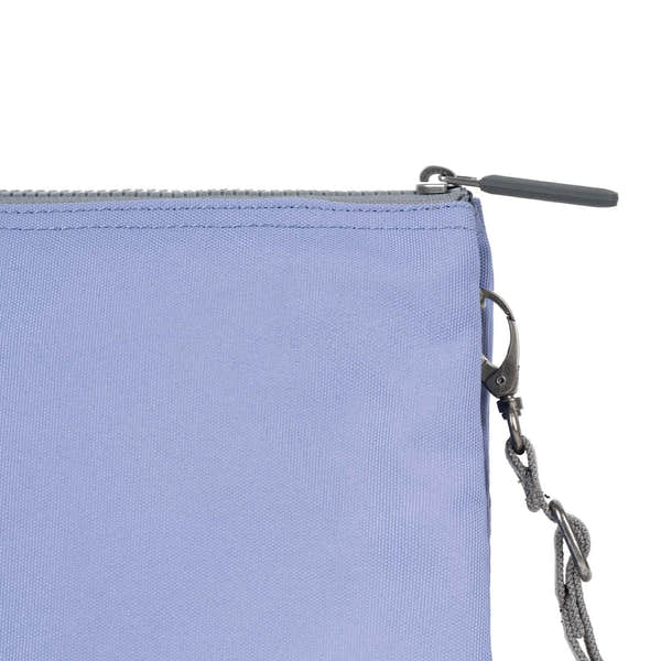 Roka Carnaby XL Thistle Recycled Canvas Crossbody Bag, hardware detail.