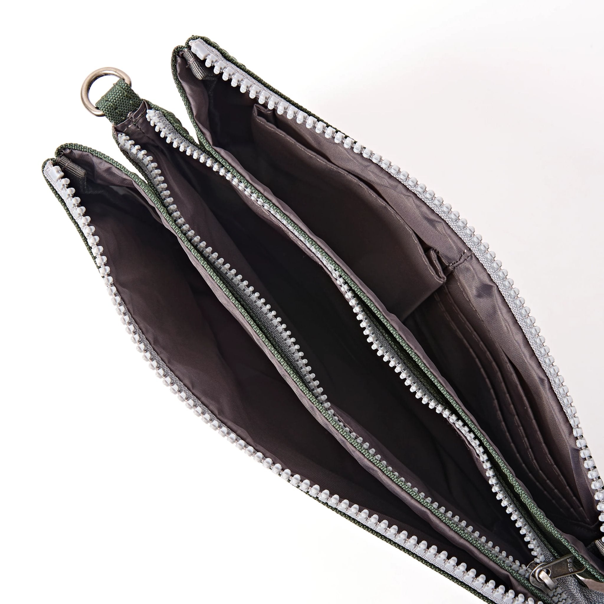 Roka Carnaby XL Thunderstorm Recycled Canvas Crossbody Bag, side view.
