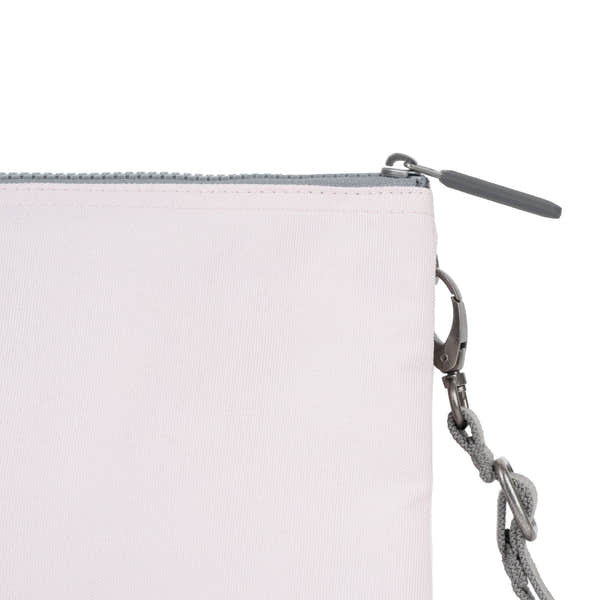 Roka Carnaby XL Transcendent Pink Recycled Canvas Crossbody Bag, hardware detail.