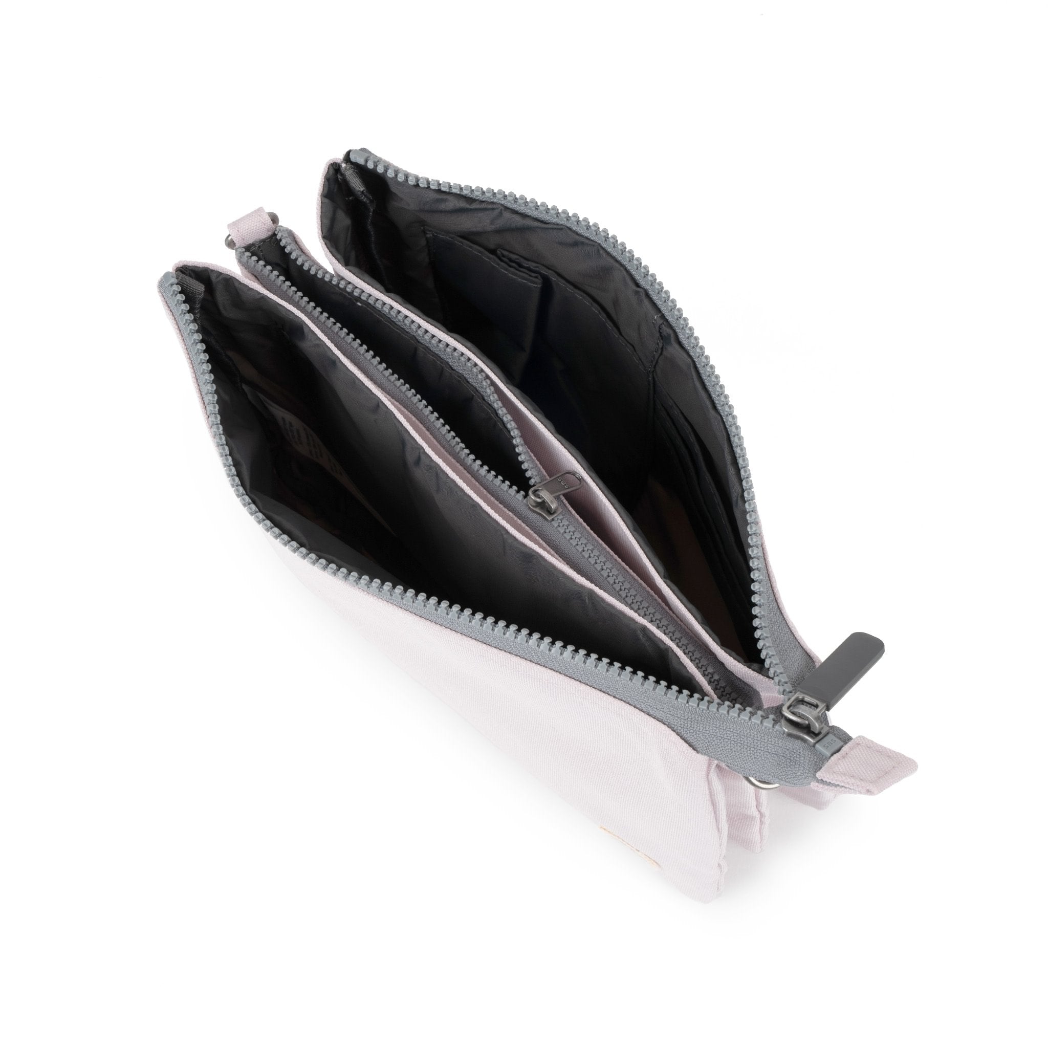 Roka Carnaby XL Transcendent Pink Recycled Canvas Crossbody Bag, side view.