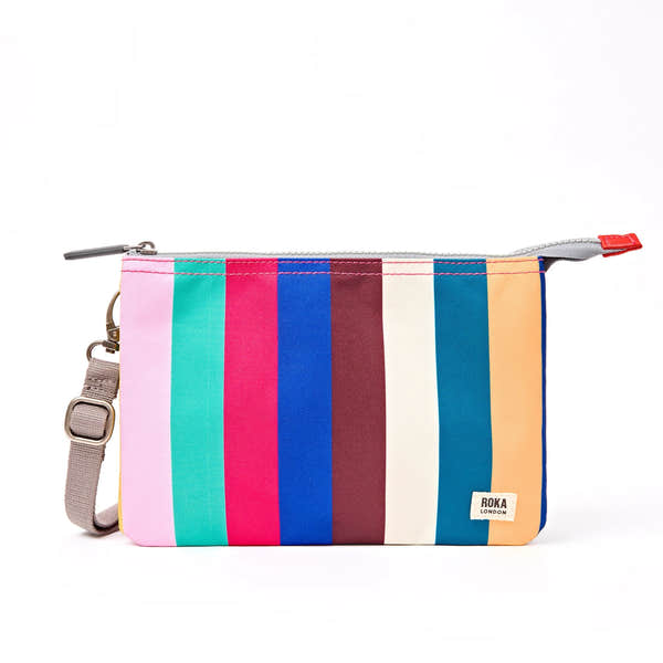 Roka Carnaby XL Wide Multi Stripe Recycled Canvas Crossbody Bag