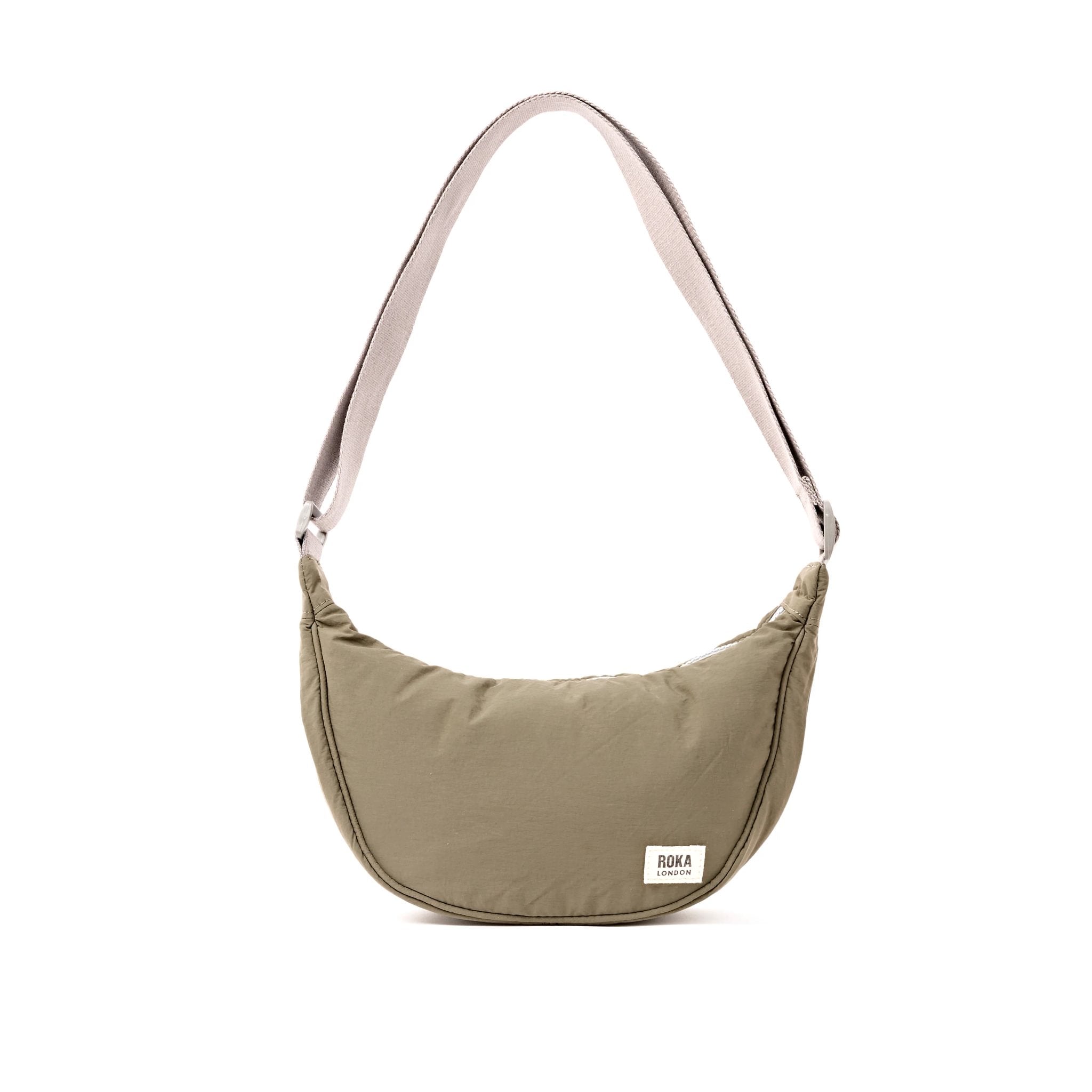 Roka Farringdon Basil Recycled Taslon Half Moon Bag