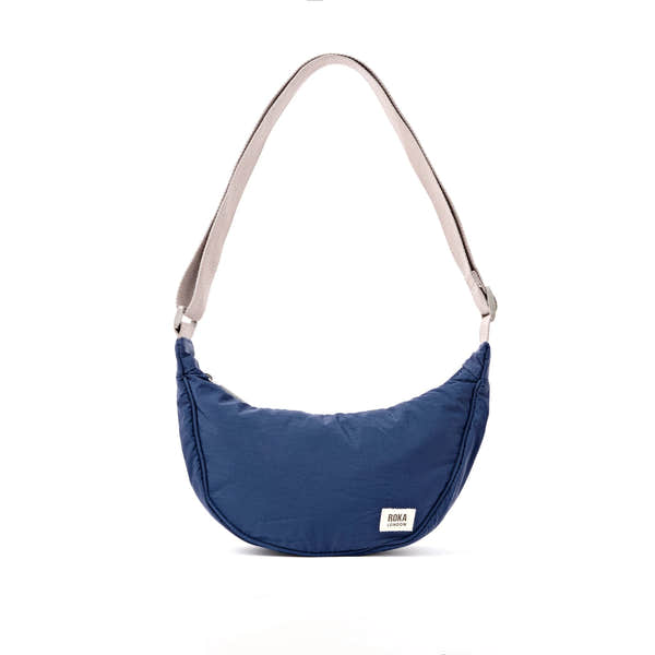 Roka Farringdon Deep Cobalt Recycled Taslon Half Moon Bag