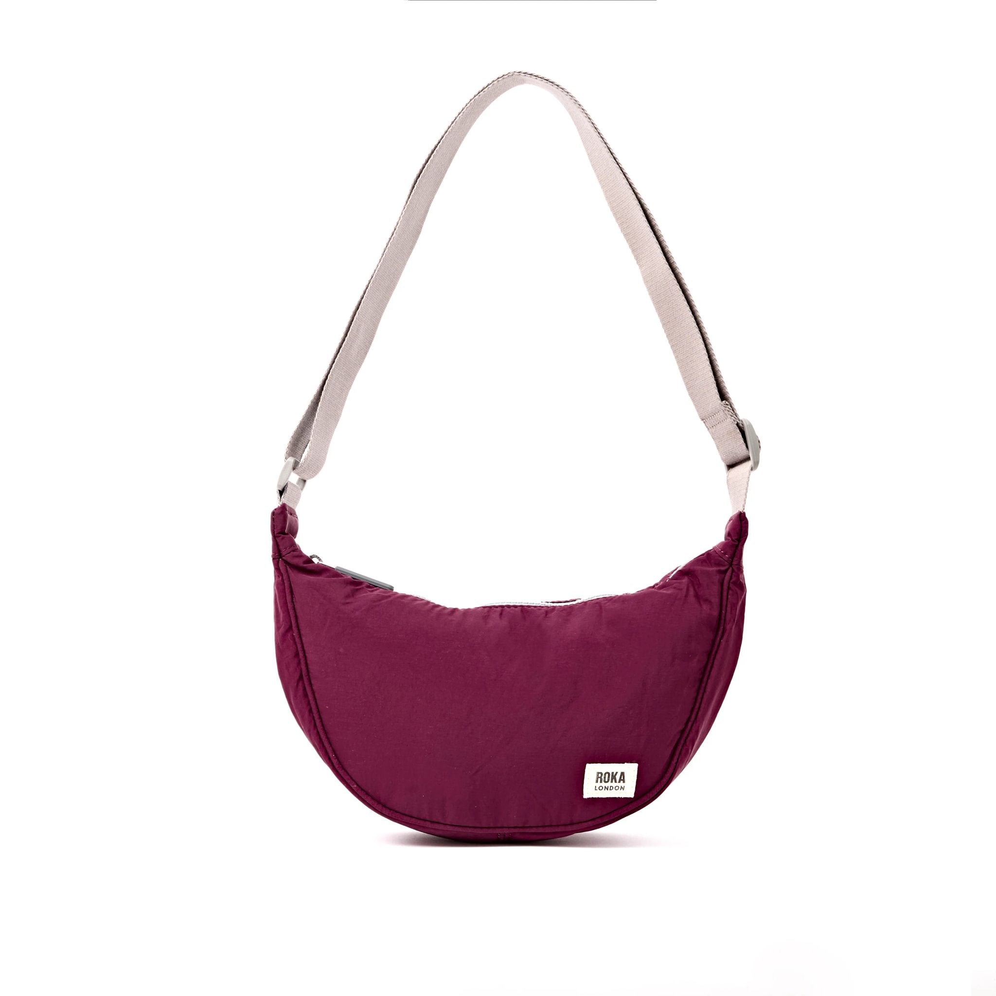 Roka Farringdon Merlot Recycled Taslon Half Moon Bag