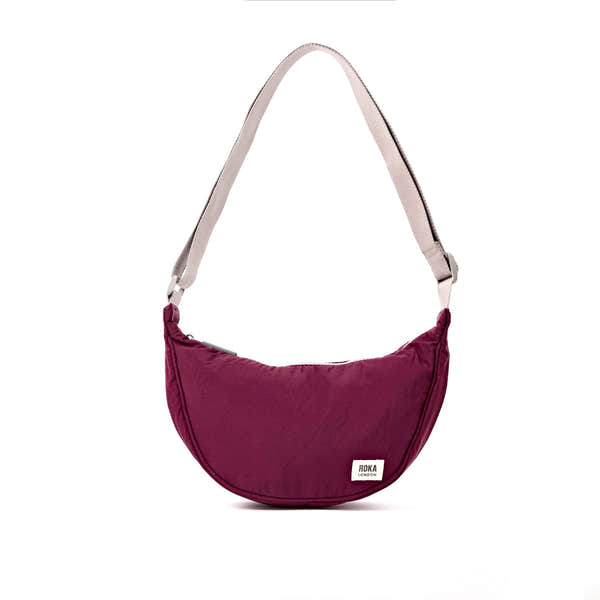 Roka Farringdon Merlot Recycled Taslon Half Moon Bag
