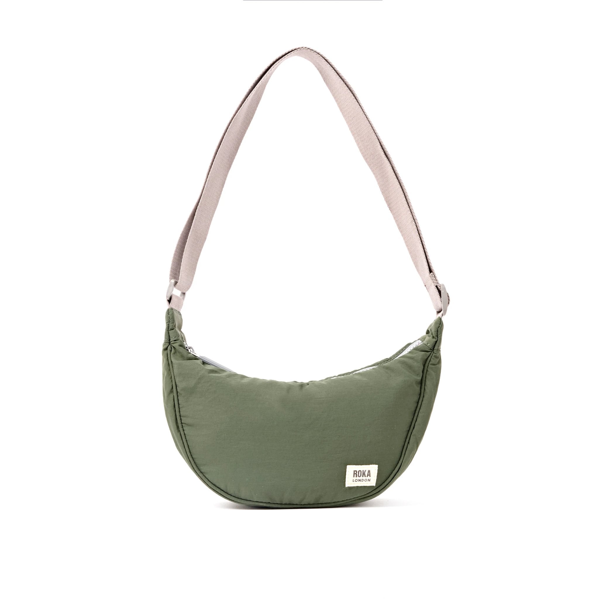 Roka Farringdon Olive Recycled Taslon Half Moon Bag