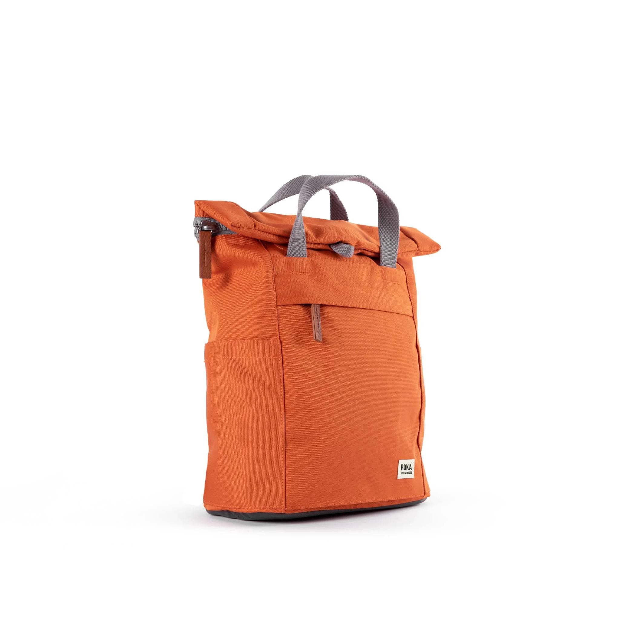 Roka Finchley A Atomic Orange Recycled Canvas, side view.