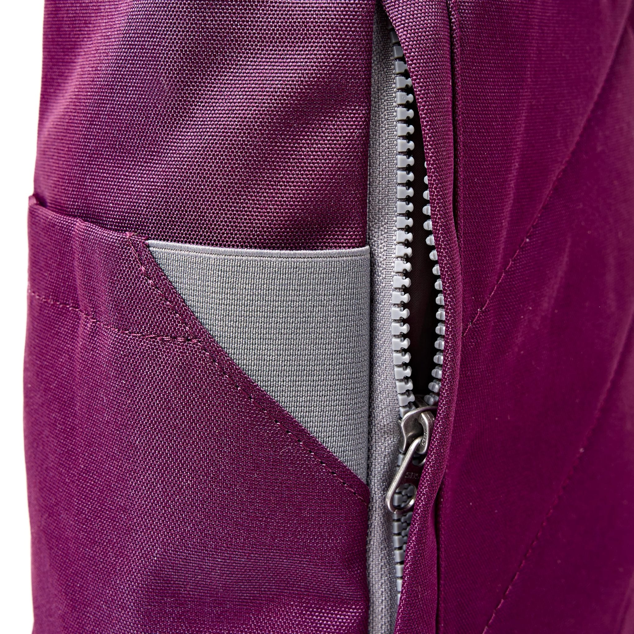 Roka Finchley A Cherry Lacquer Recycled Canvas, hardware detail.