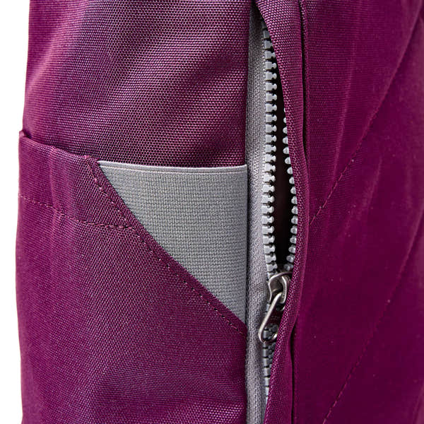 Roka Finchley A Cherry Lacquer Recycled Canvas, hardware detail.