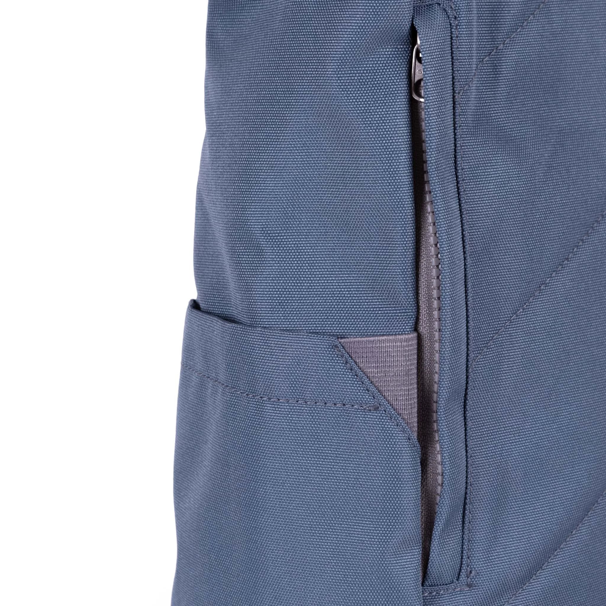 Roka Finchley Medium Airforce Recycled Canvas Backpack, hardware detail.