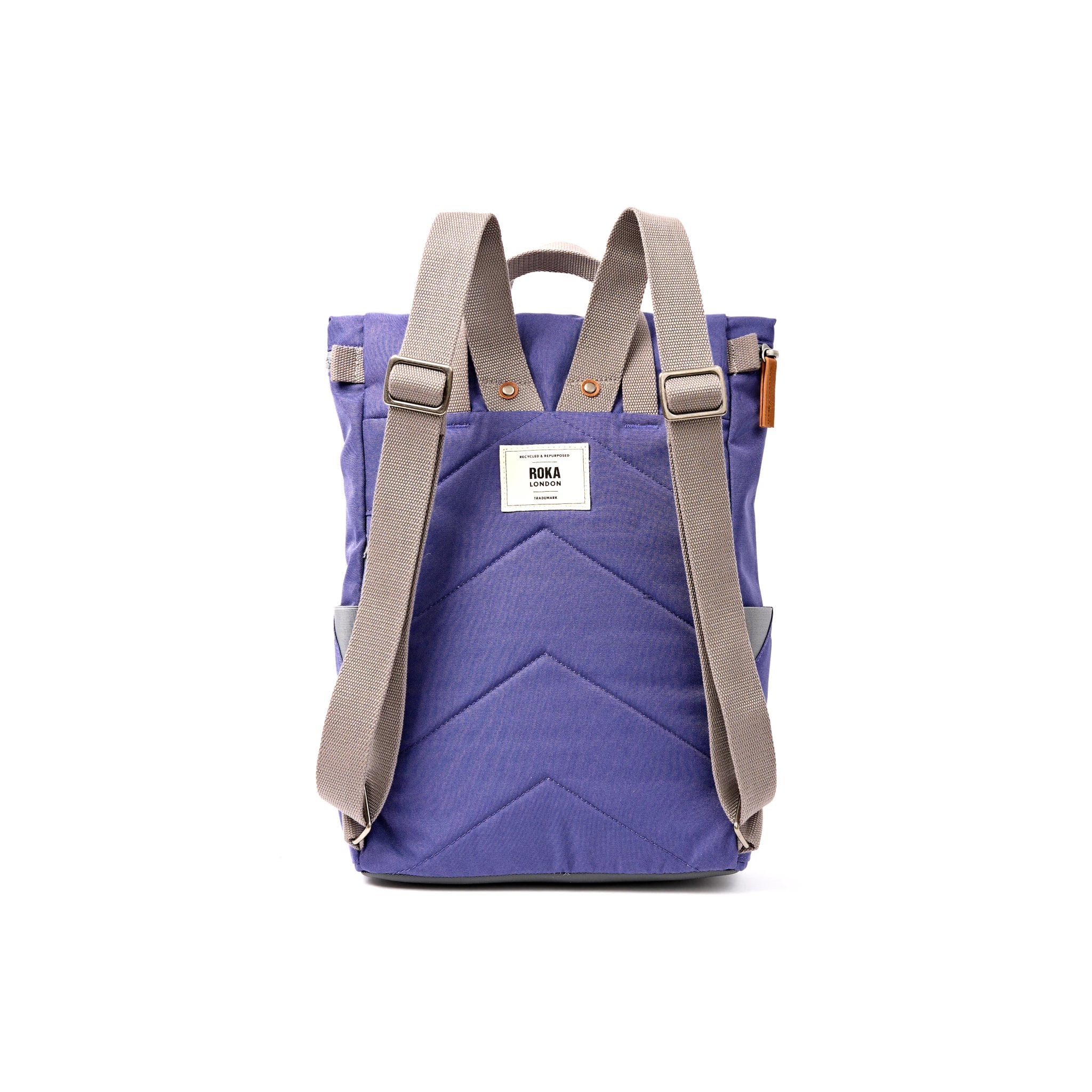 Roka Finchley Medium Oceana Recycled Canvas Backpack, back view.