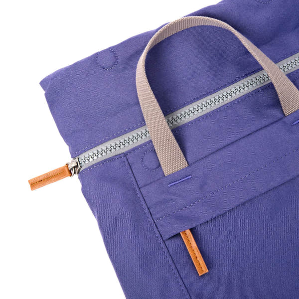 Roka Finchley Medium Oceana Recycled Canvas Backpack, zip detail.