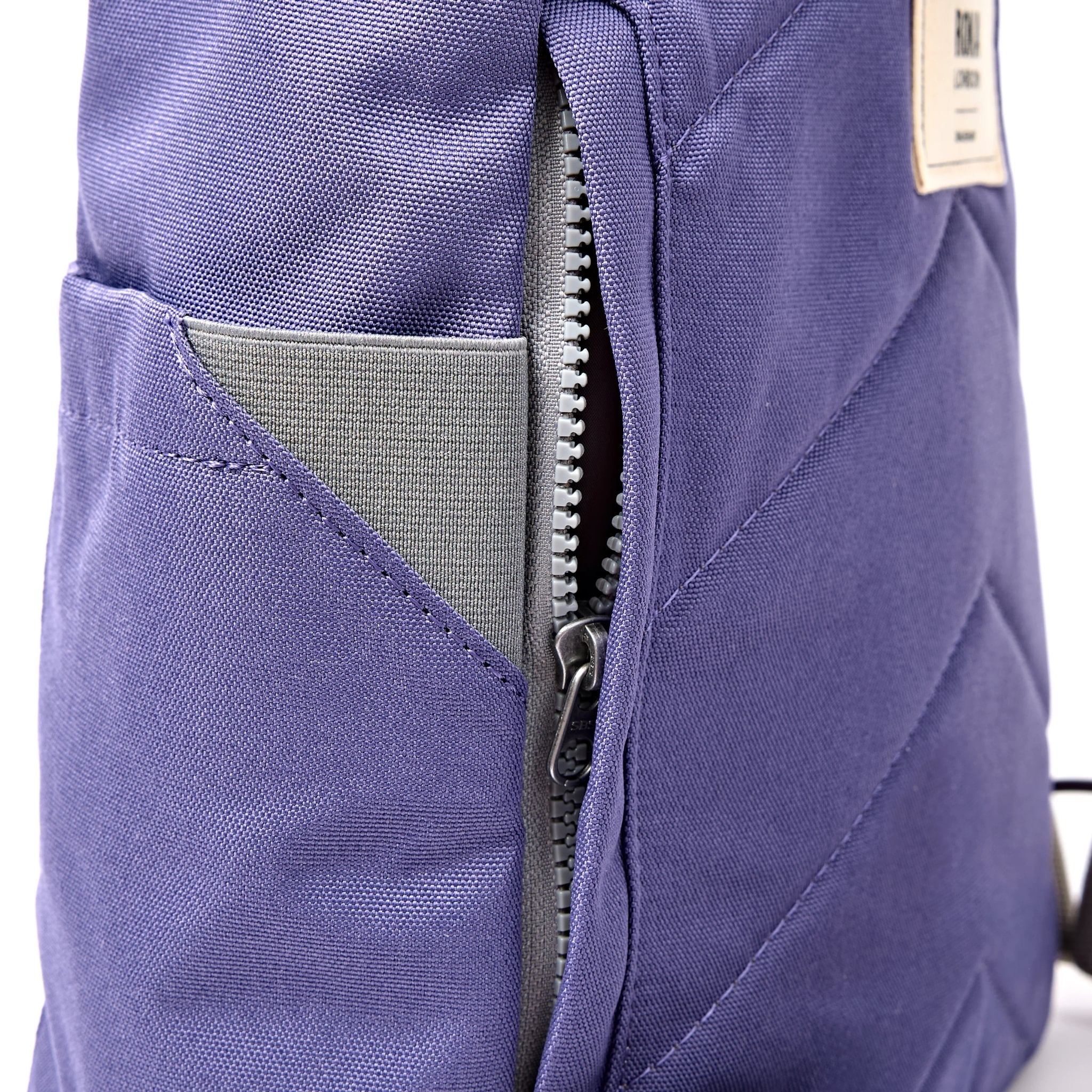 Roka Finchley Small Oceana Recycled Canvas Backpack, hardware detail.
