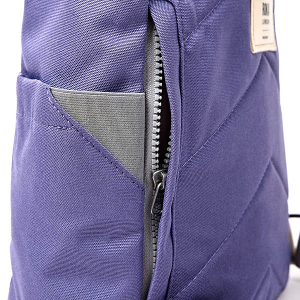Roka Finchley Small Oceana Recycled Canvas Backpack, hardware detail.