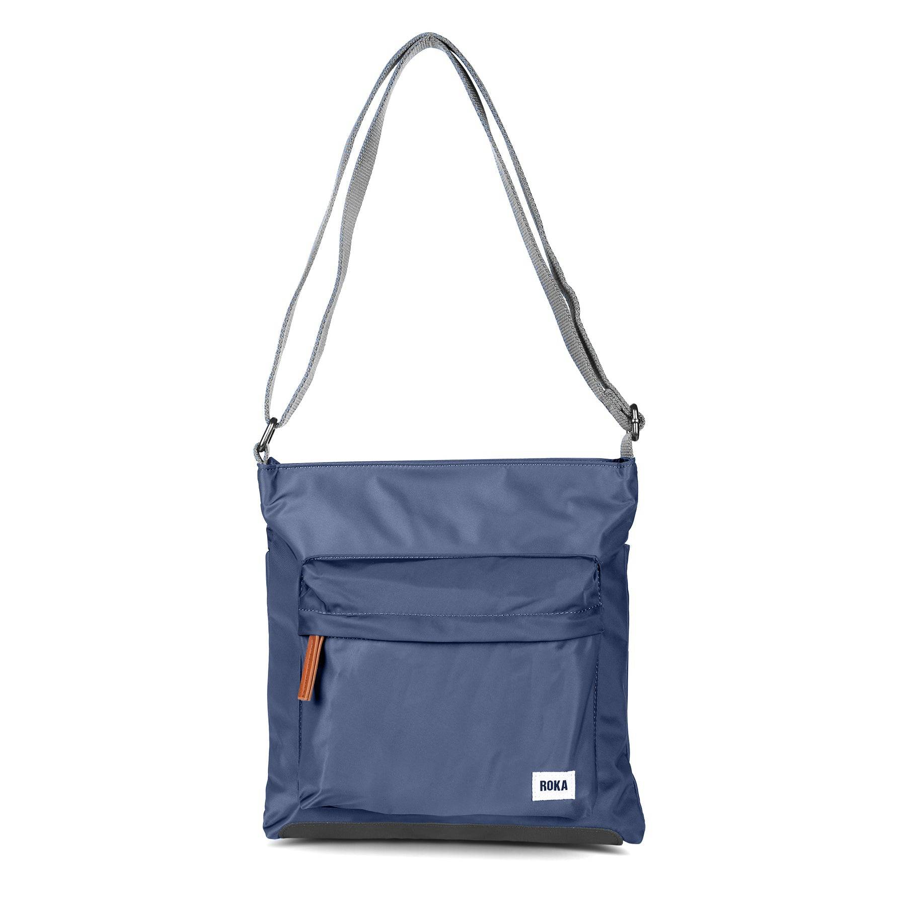 Roka Kennington B Crossbody Recycled Nylon Airforce, front view.