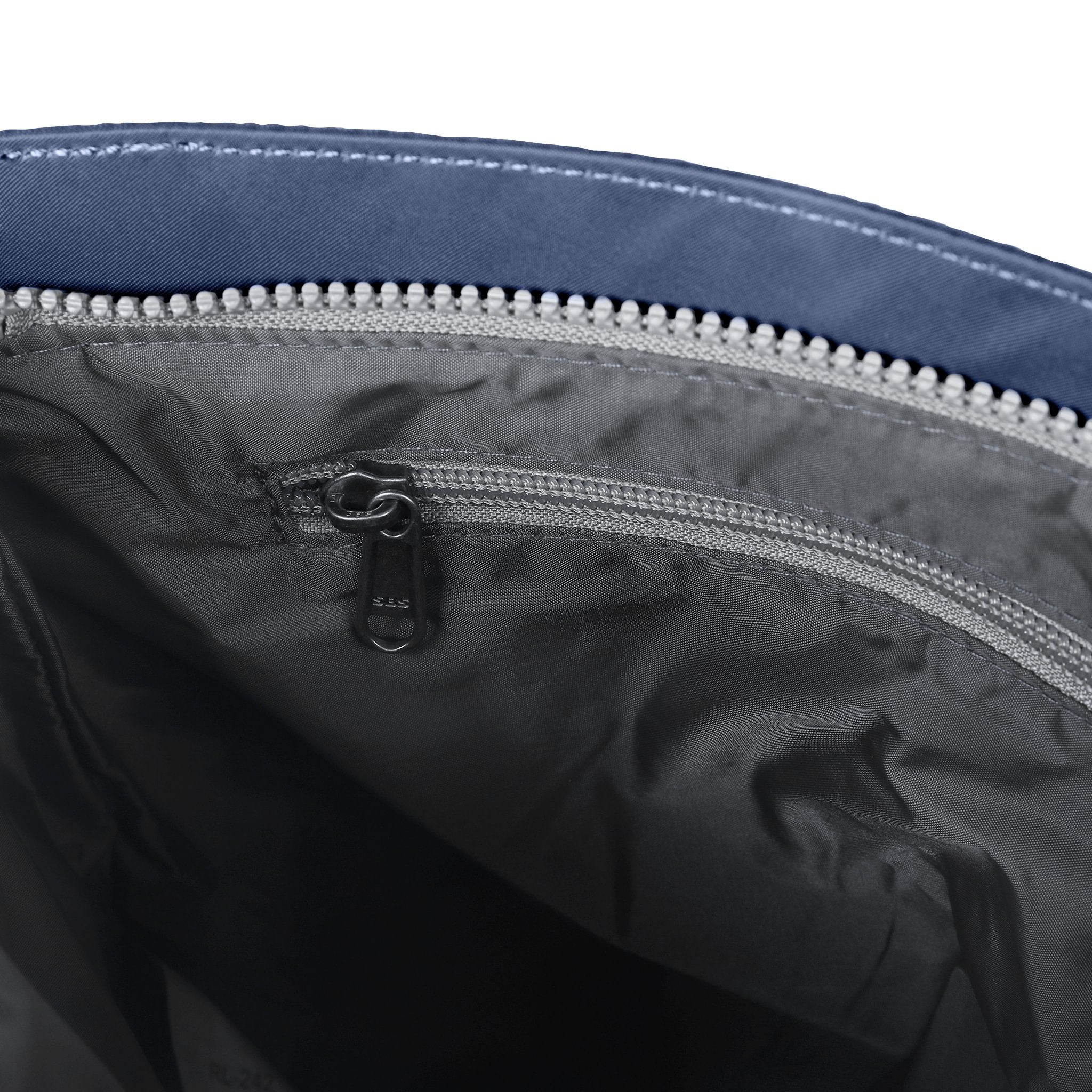 Roka Kennington B Crossbody Recycled Nylon Airforce, interior view.