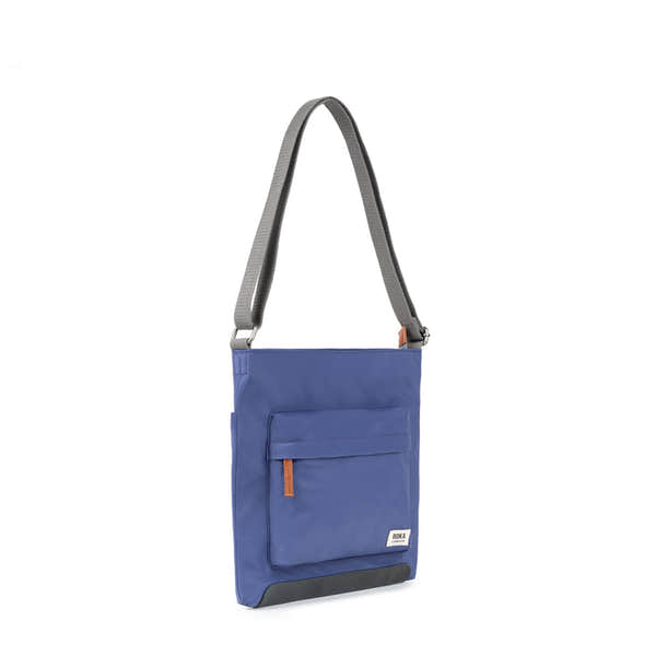 Roka Kennington B Crossbody Recycled Nylon Indigo, front view.