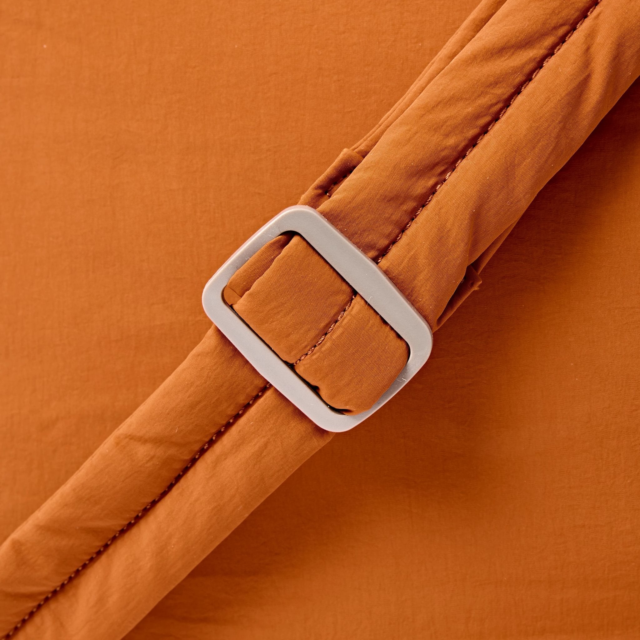 Roka Oxford Dijon Recycled Taslon Shoulder Bag, hardware detail.