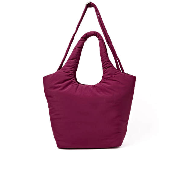Roka Oxford Merlot Recycled Taslon Shoulder Bag, back view.
