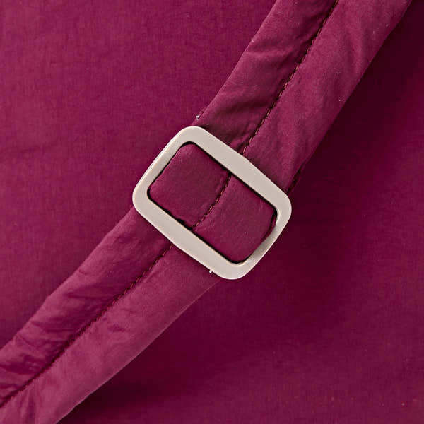 Roka Oxford Merlot Recycled Taslon Shoulder Bag, hardware detail.