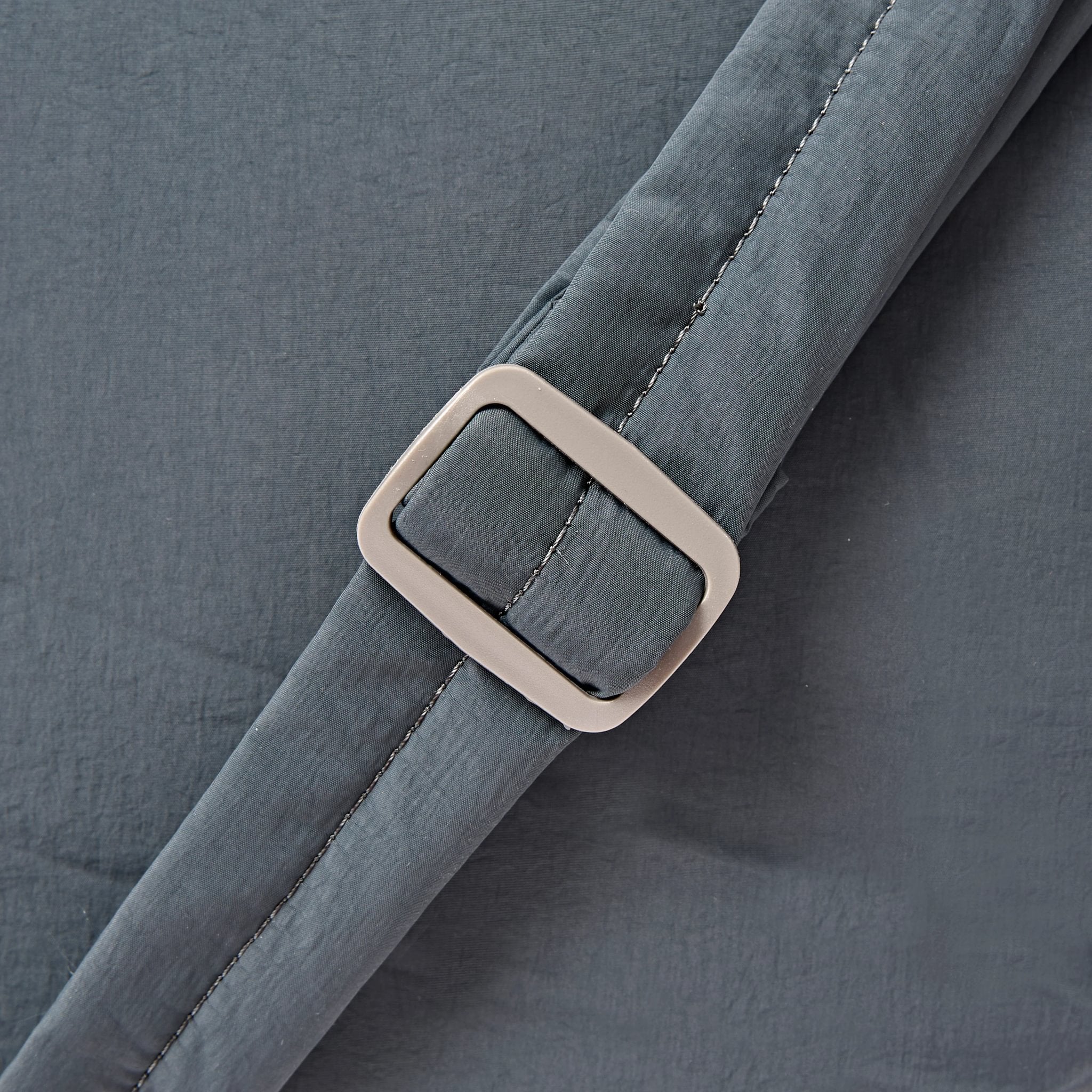Roka Oxford Raven Recycled Taslon Shoulder Bag, hardware detail.