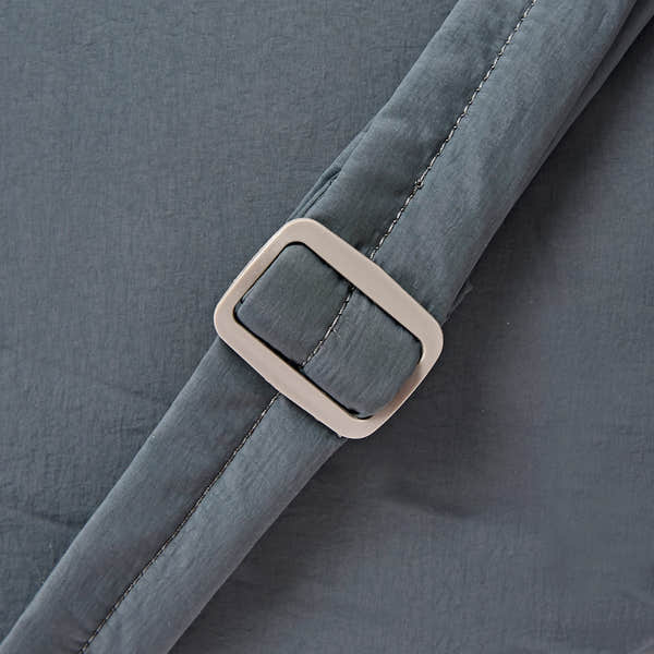 Roka Oxford Raven Recycled Taslon Shoulder Bag, hardware detail.