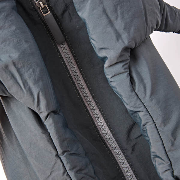 Roka Oxford Raven Recycled Taslon Shoulder Bag, zip detail.