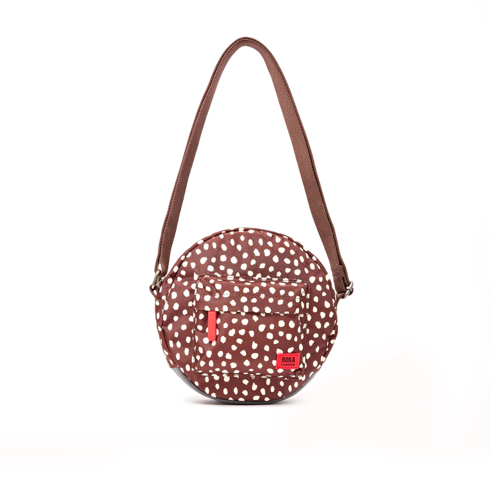 Roka Paddington Brown Dot Recycled Canvas Crossbody Bag