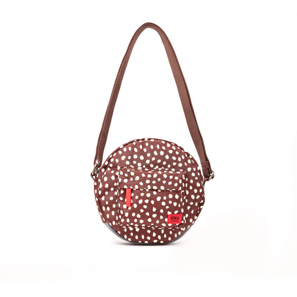 Roka Paddington Brown Dot Recycled Canvas Crossbody Bag