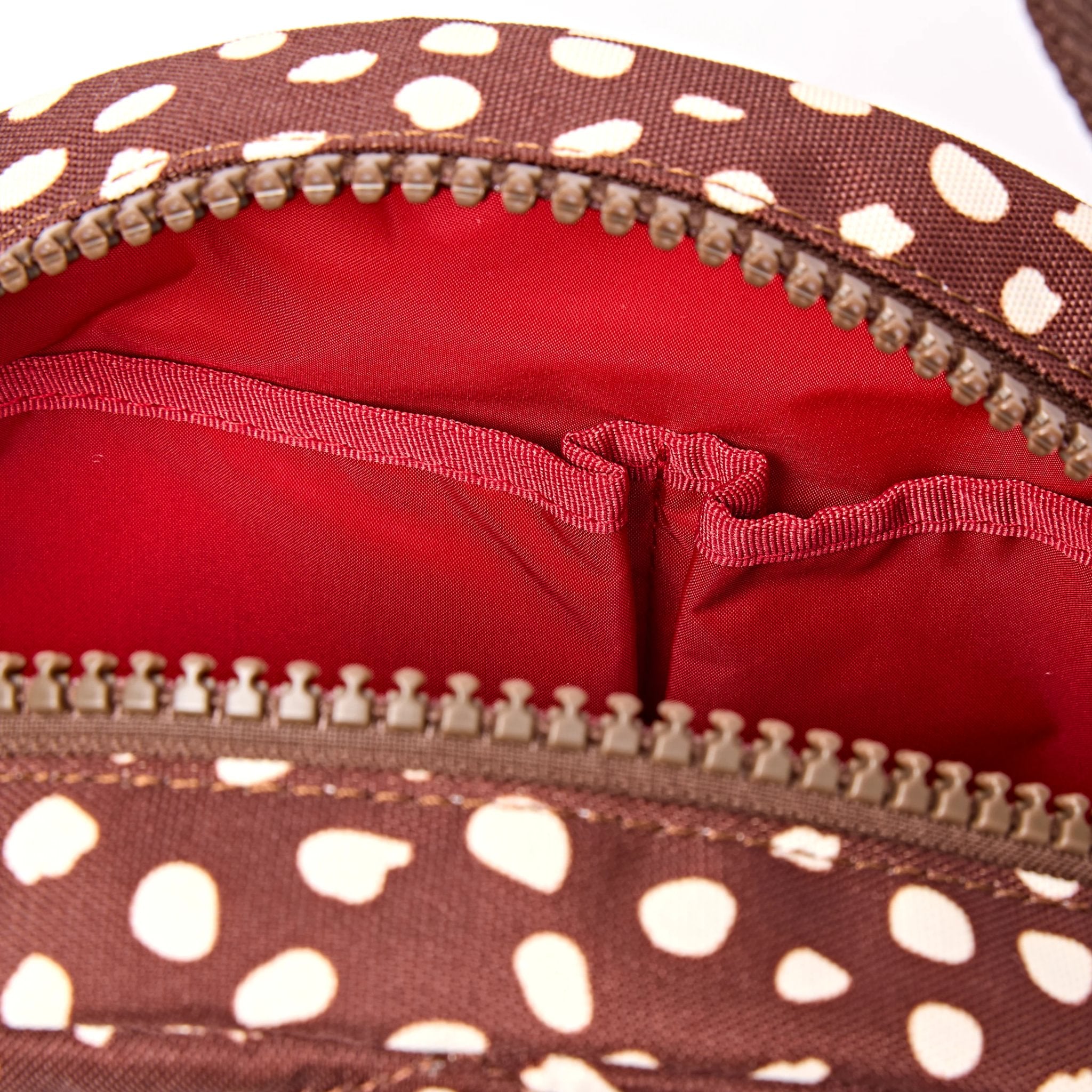 Roka Paddington Brown Dot Recycled Canvas Crossbody Bag, second interior view.