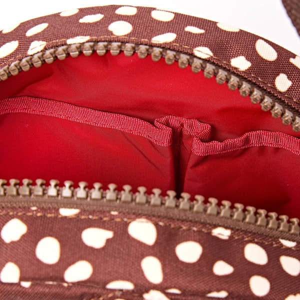 Roka Paddington Brown Dot Recycled Canvas Crossbody Bag, second interior view.