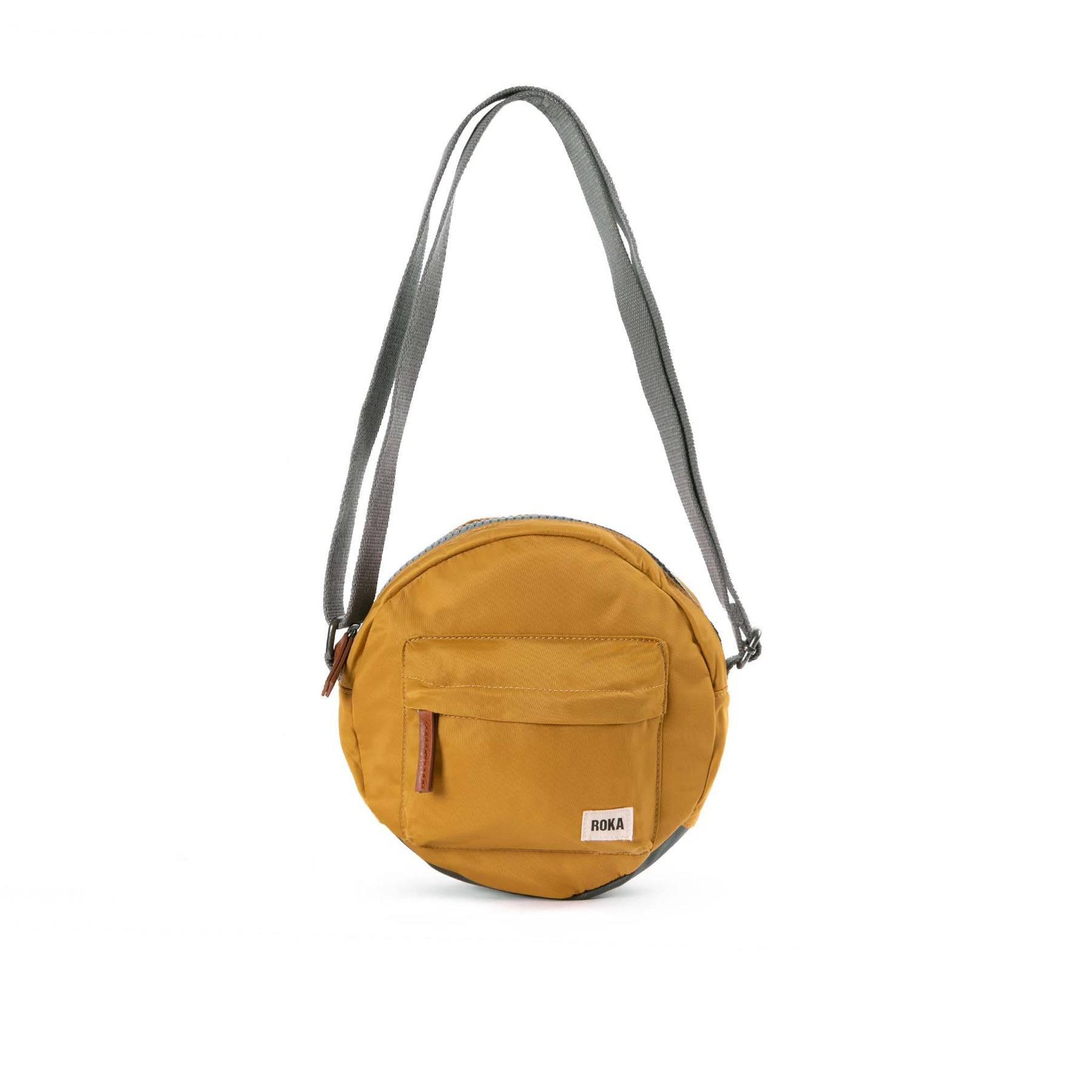 Roka Paddington Corn Recycled Nylon Crossbody Bag, front view.