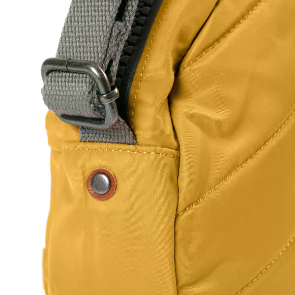 Roka Paddington Corn Recycled Nylon Crossbody Bag, hardware detail.