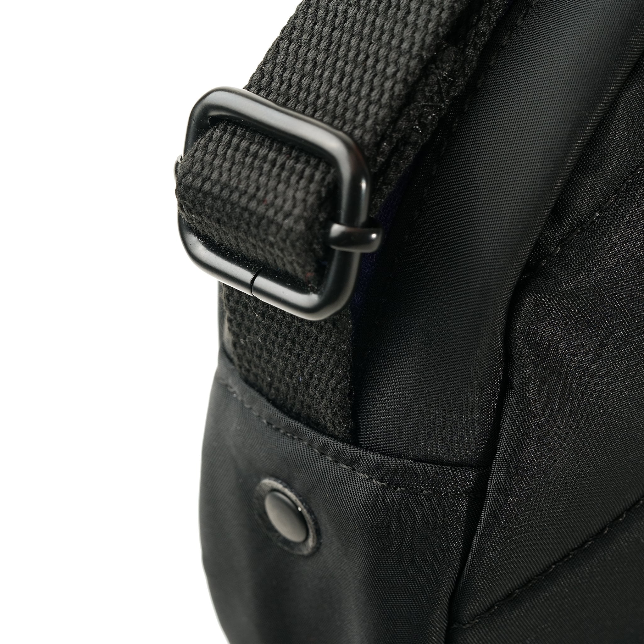 Roka Paddington Corn Recycled Nylon Crossbody Bag, strap detail.