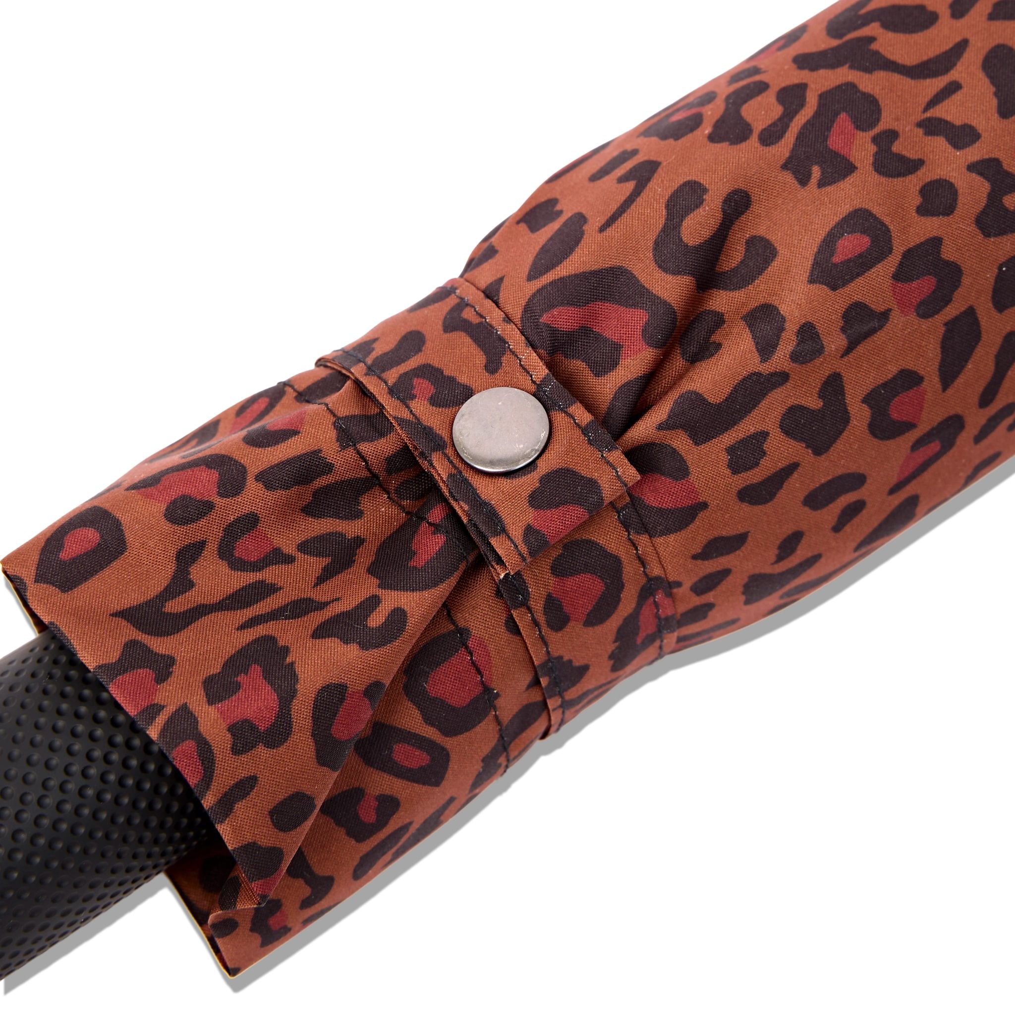 Roka Waterloo Mini Leopard Pongee Umbrella, hardware detail.