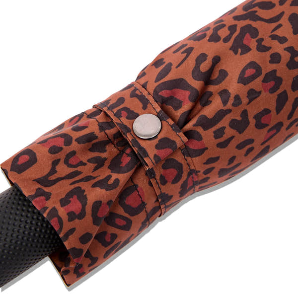 Roka Waterloo Mini Leopard Pongee Umbrella, hardware detail.