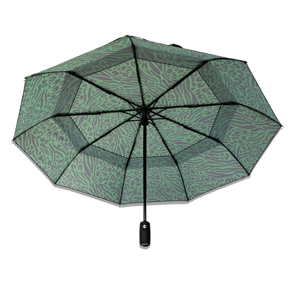 Roka Waterloo Mixed Animal Artichoke Pongee Umbrella, back view.