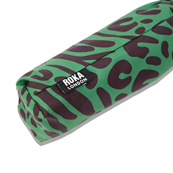 Roka Waterloo Mixed Animal Artichoke Pongee Umbrella, brand label detail.
