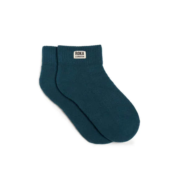 Roka Wembley Ladies Cotton Socks Teal, flat lay view.