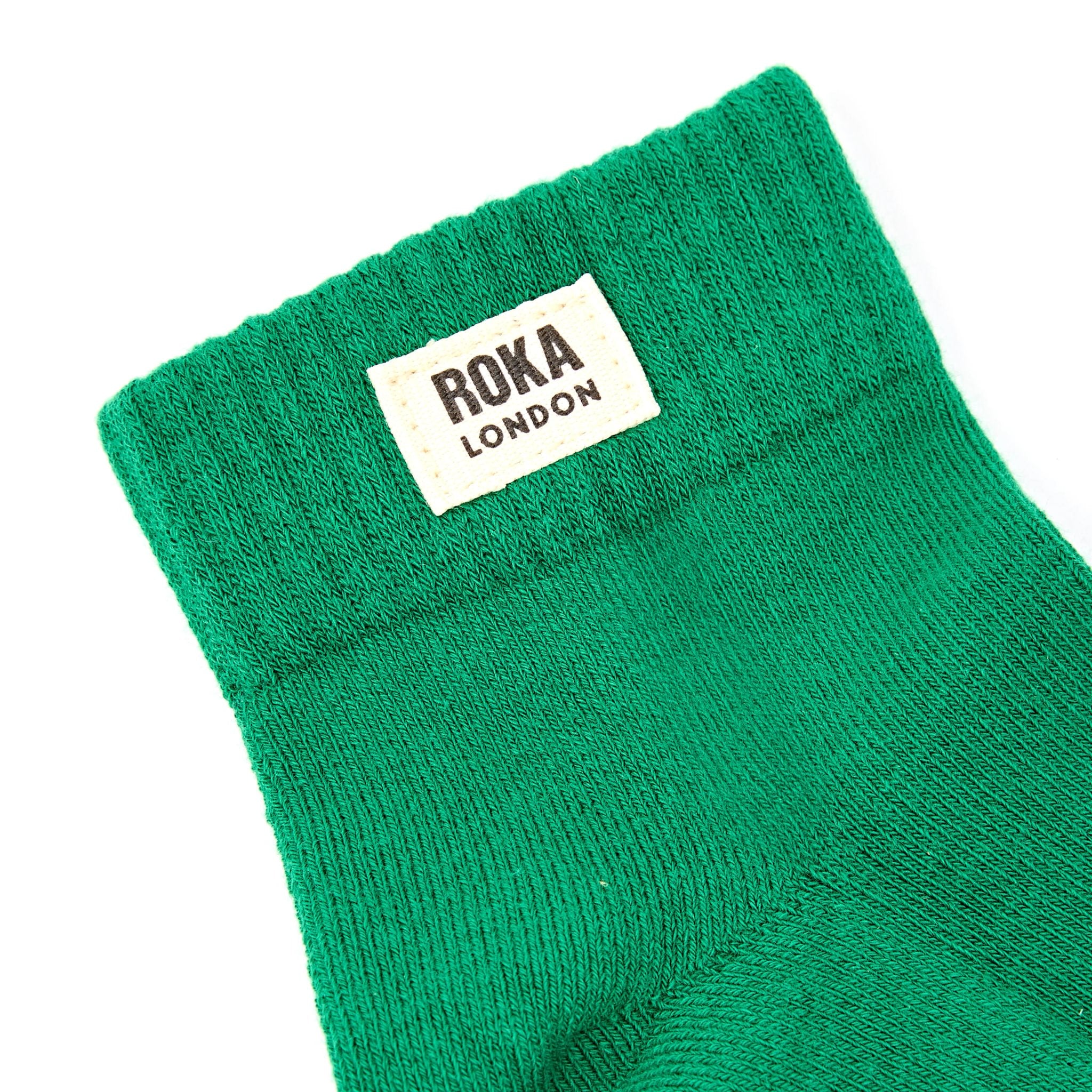 Roka Wembley Ladies Jelly Bean Organic Cotton Ankle Socks, brand label detail.