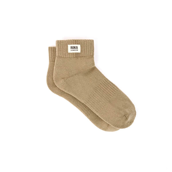 Roka Wembley Ladies Khaki Organic Cotton Ankle Socks