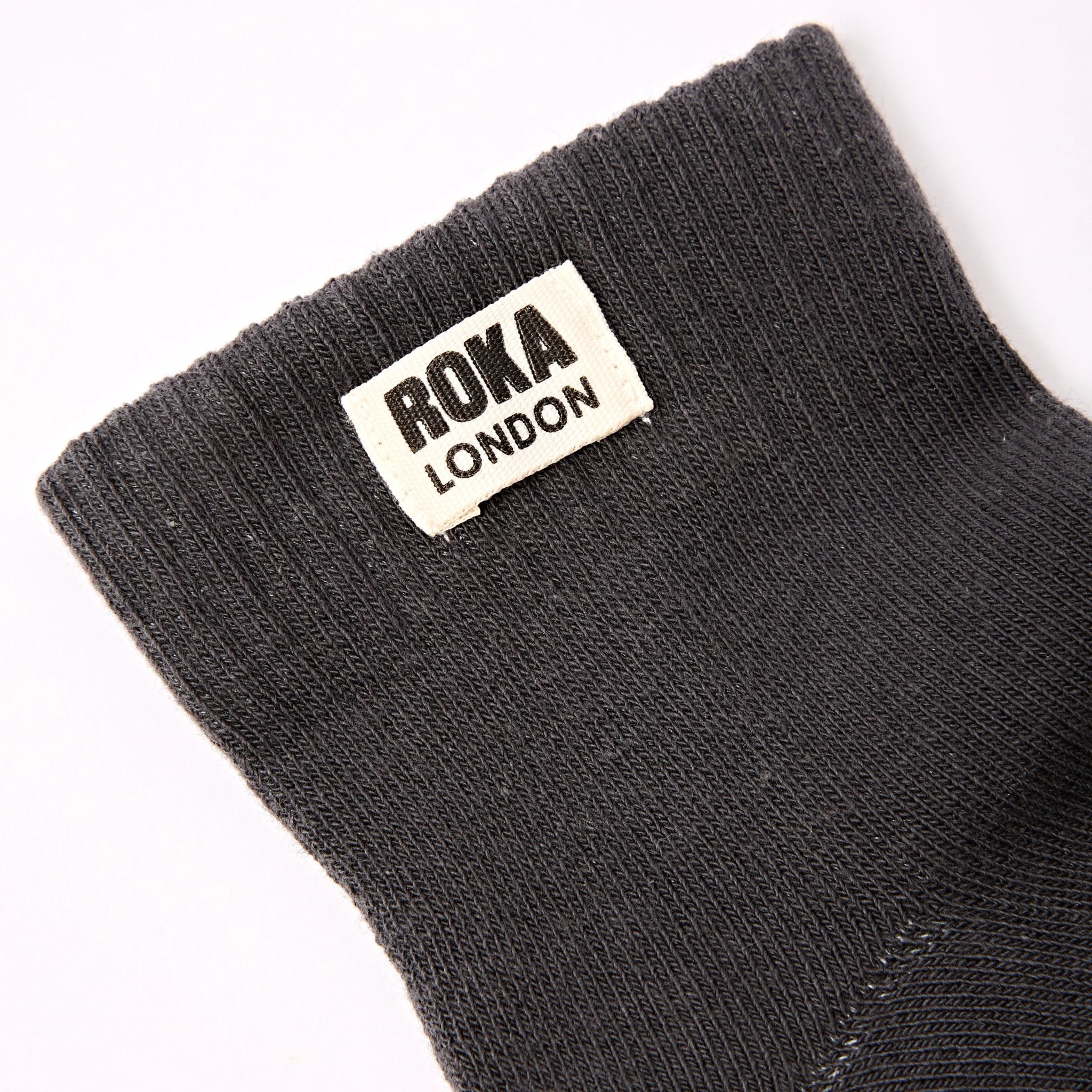 Roka Wembley Mens Faded Black Organic Cotton One Size, brand label detail.