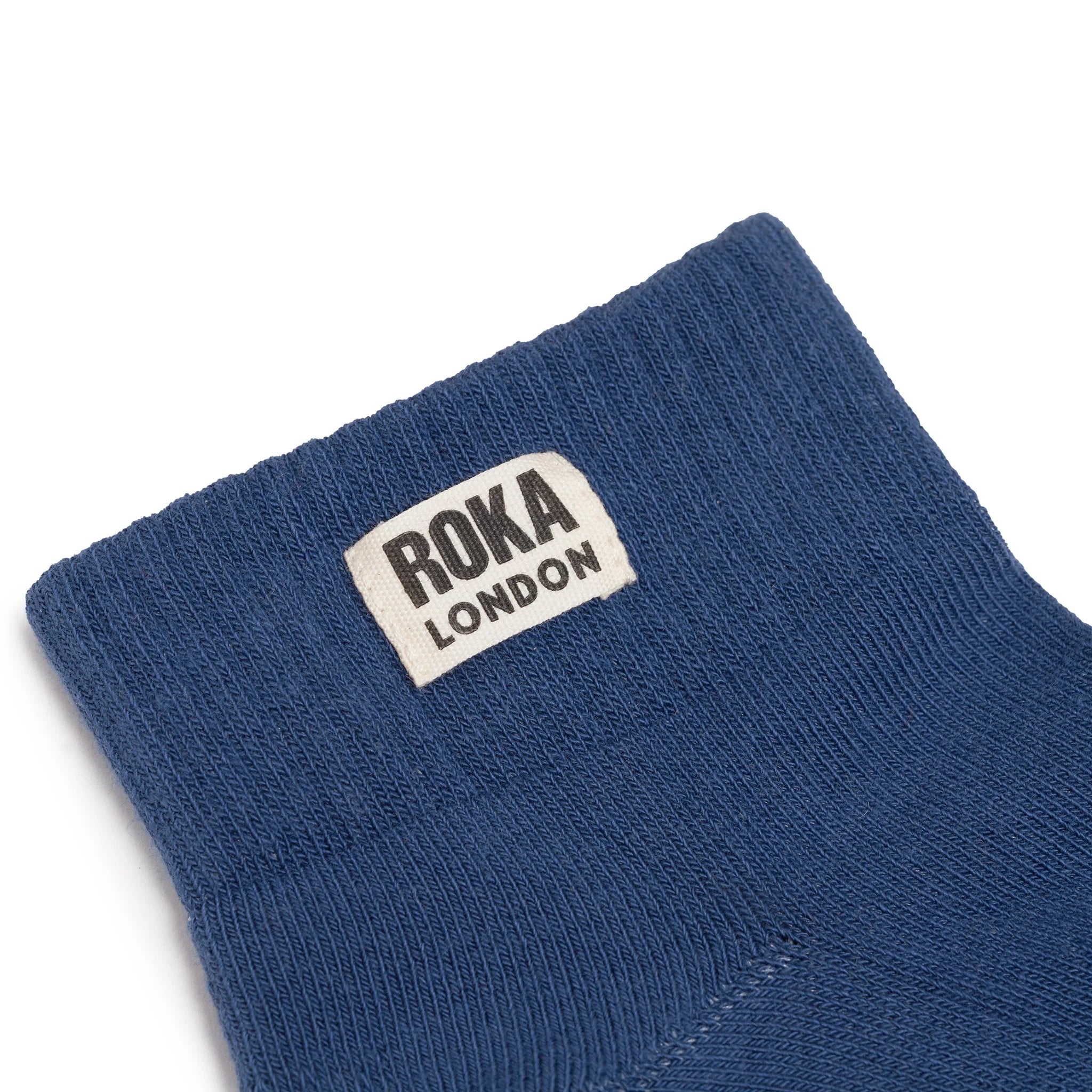 Roka Wembley Womens Coastal Blue Organic Cotton One Size, brand label detail.