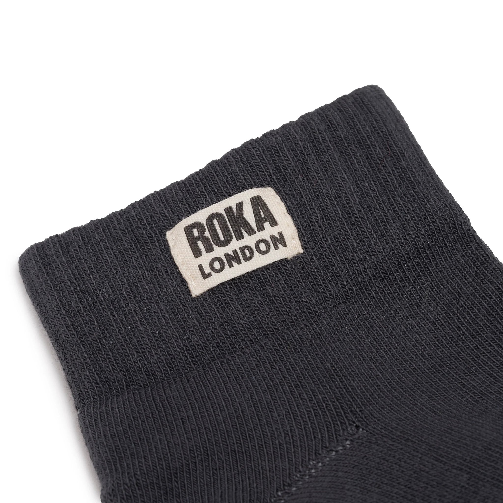 Roka Wembley Womens Faded Black Organic Cotton One Size, brand label detail.