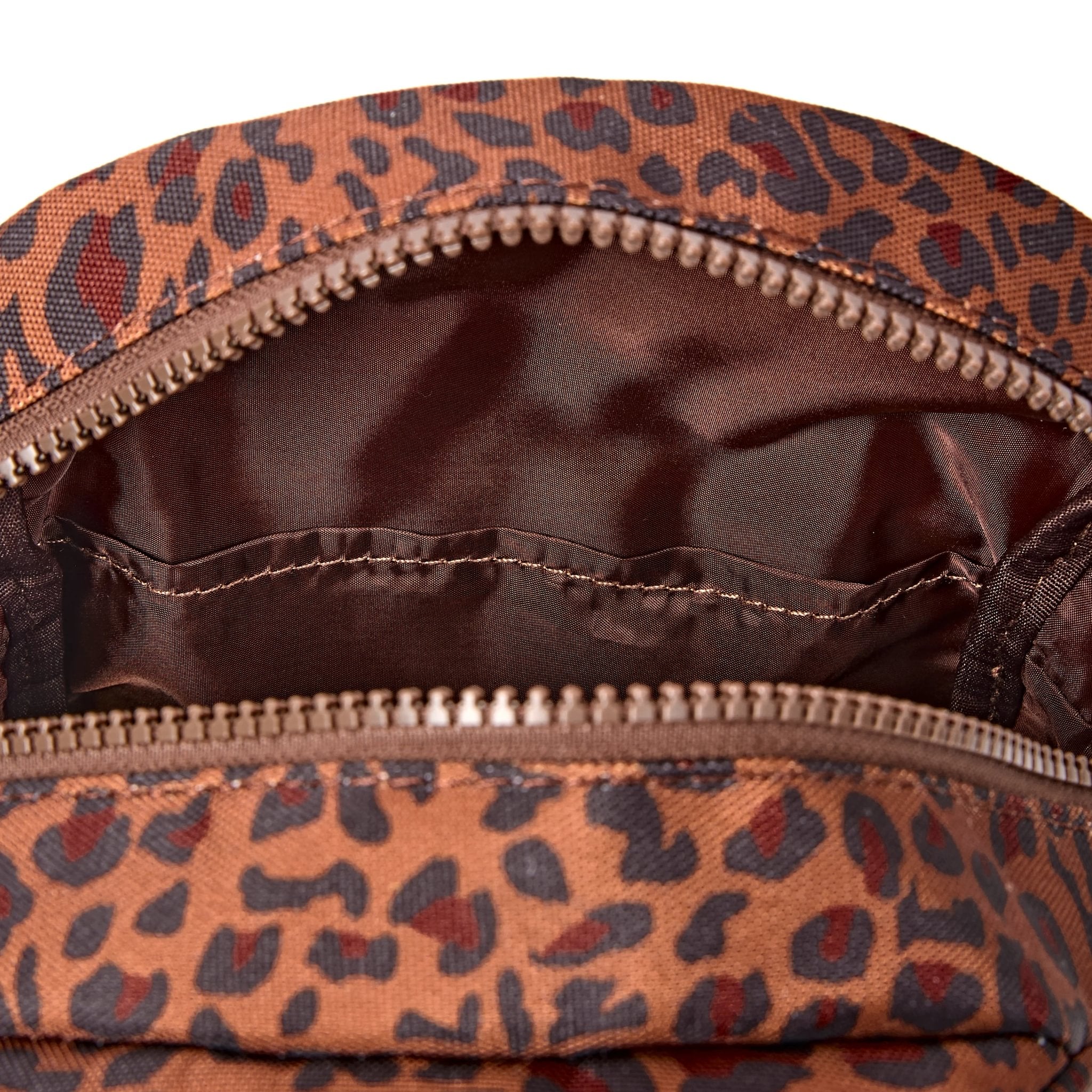 Roka Willesden Mini Leopard Recycled Canvas Sling Bag, second interior view.