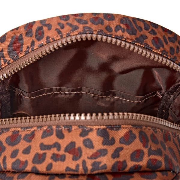 Roka Willesden Mini Leopard Recycled Canvas Sling Bag, second interior view.